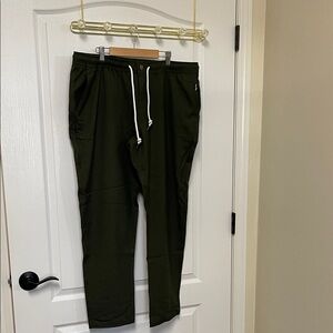 75% Merino Wool Elegant Olive Straight Leg Pants